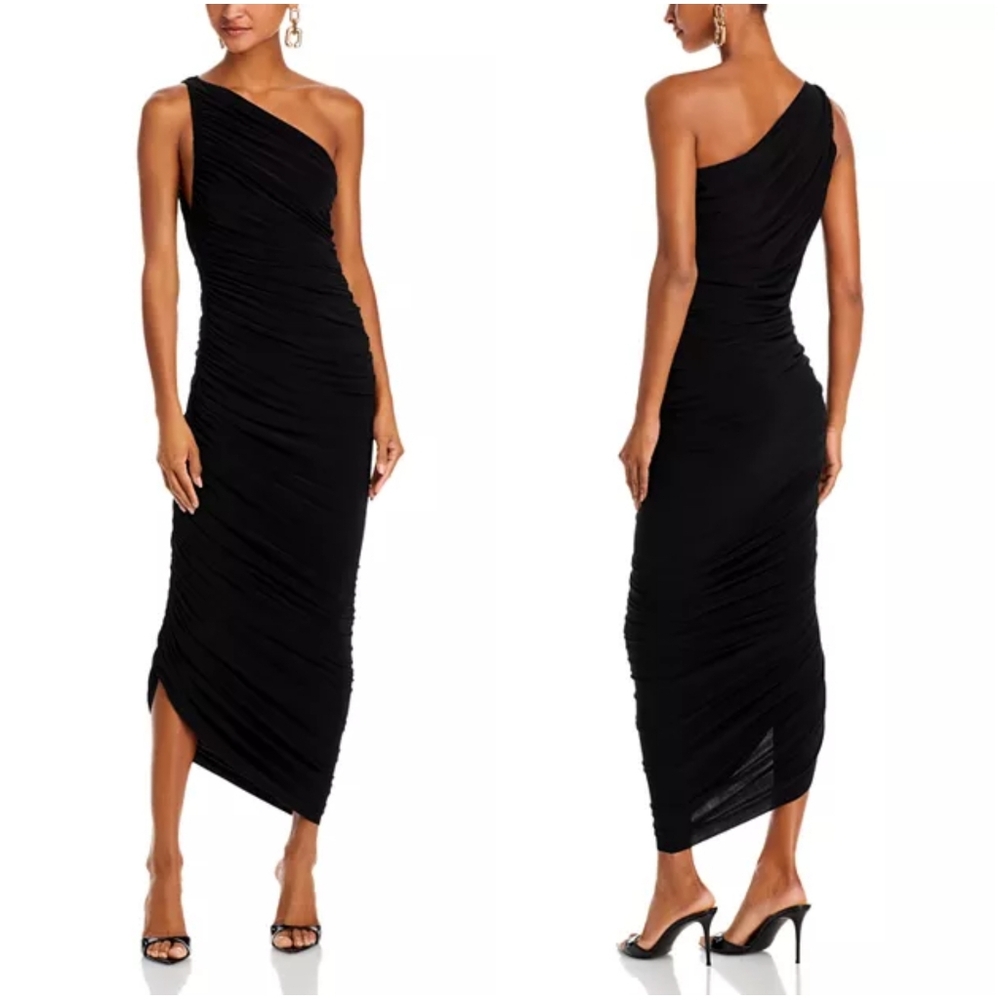 Norma Kamali One Shoulder Diana Gown Black Small